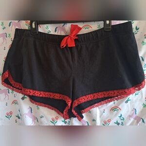 EUC Vintage 90s Harley Davidson Black Cotton Blend & Red Lace Booty Short SZ XL